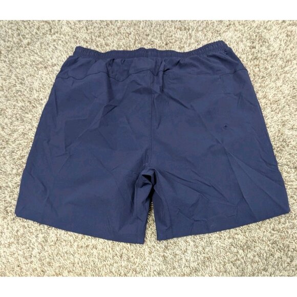 NEW Fabletics The 7” Swim Trunk Mens Large Shorts Navy Blue Pocket Lined Liner - Picture 2 of 6